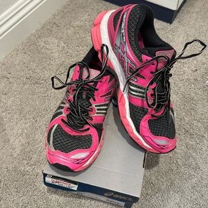 ASICS Gel Nimbus 15 Lite Show. Black/hot coral. Size 10.5.